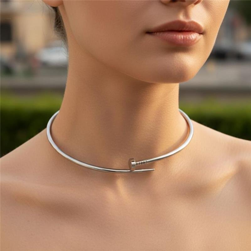 Gargantilha Aro Prego Aço Inox — ALUENA