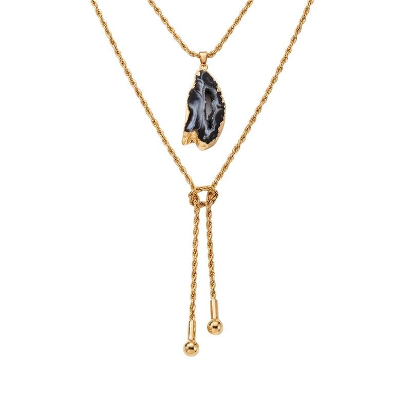 Gargantilha Ágata Banhado Ouro — ALUENA