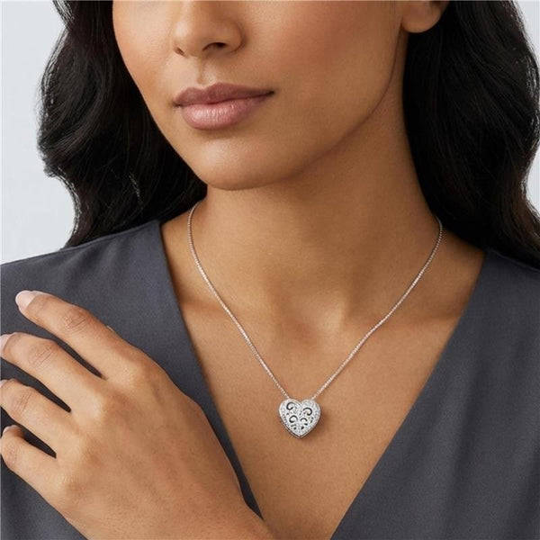 Gargantilha Coração Cravejado Banhado Prata 925 — ALUENA