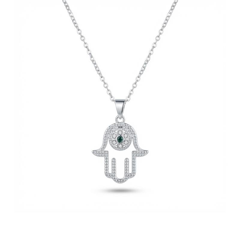 Gargantilha Hamsa Banhado Prata 925 — ALUENA