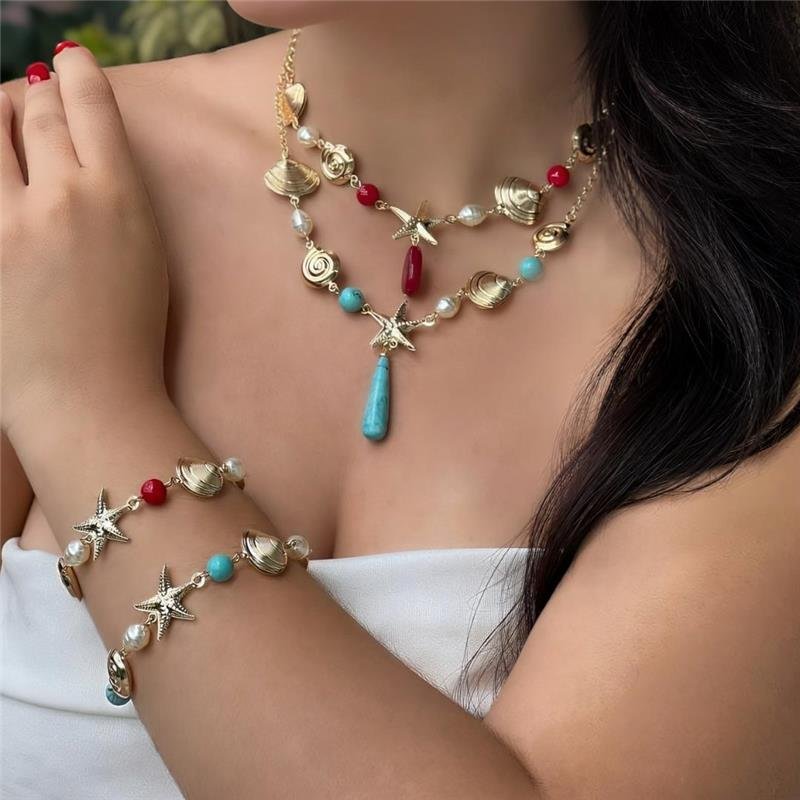 Pulseira Fundo do Mar Banhado Ouro — ALUENA