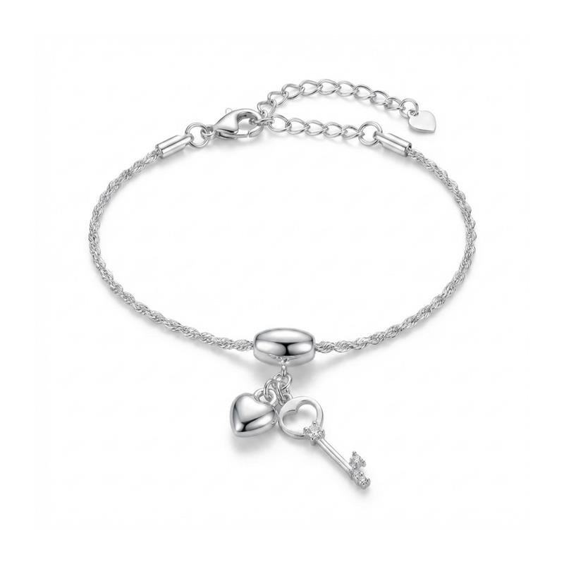Pulseira Chave do Amor Banhado Prata — ALUENA
