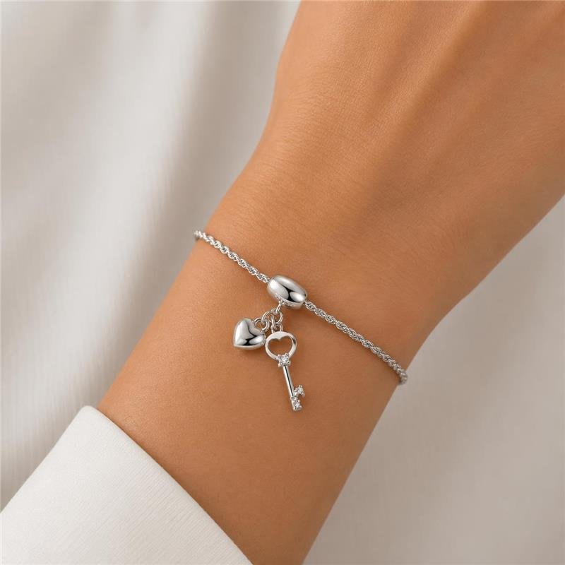 Pulseira Chave do Amor Banhado Prata — ALUENA