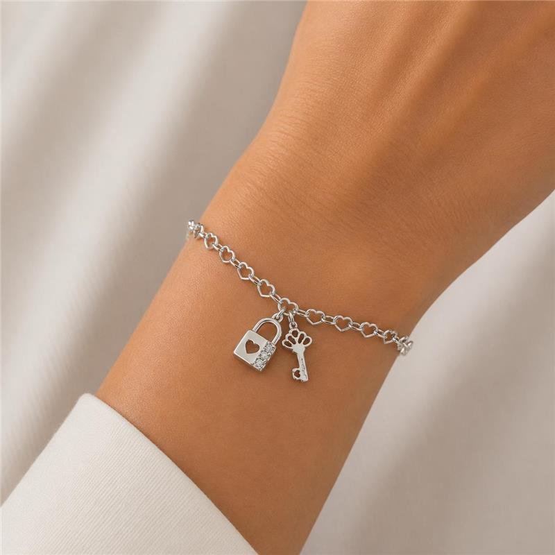 Pulseira Chave Banhado Prata — ALUENA