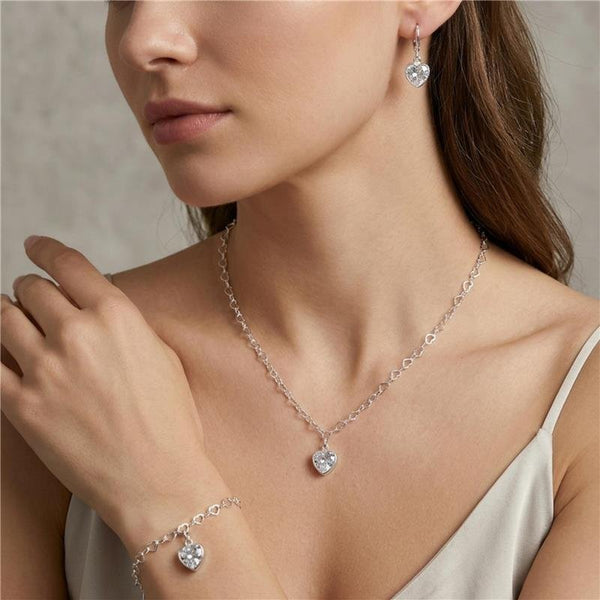 Conjunto Zirconia Coração Banhado Prata 925 — ALUENA