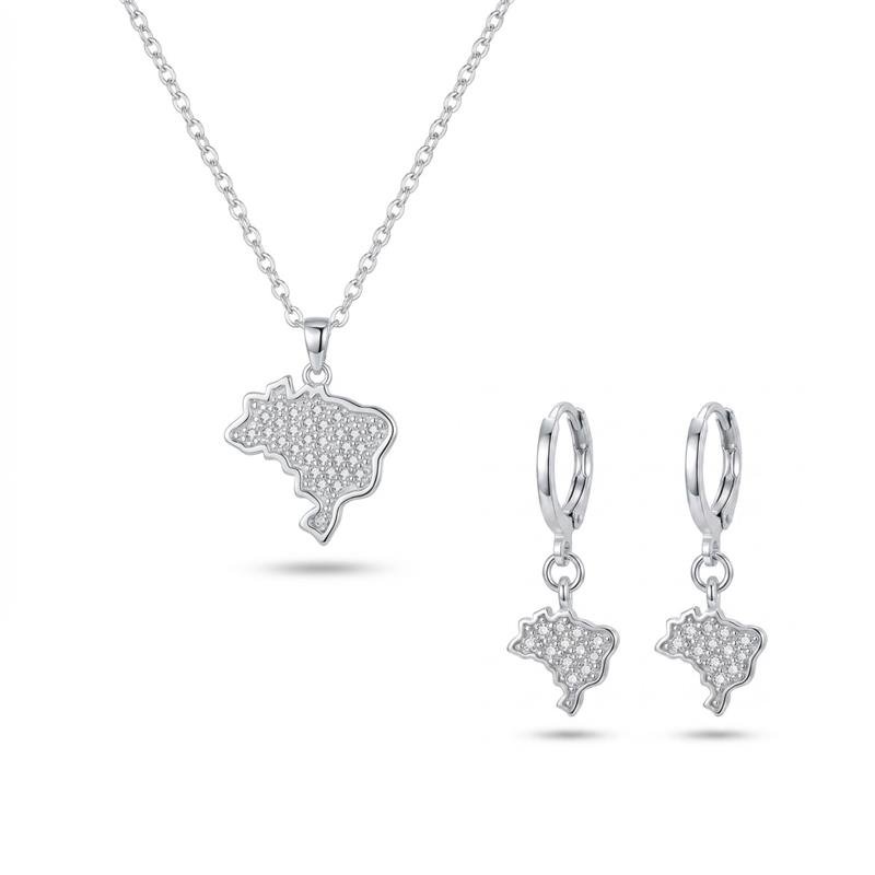 Conjunto Brasil Banhado Prata — ALUENA