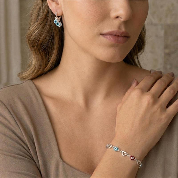 Conjunto Olho Grego Banhado Prata — ALUENA
