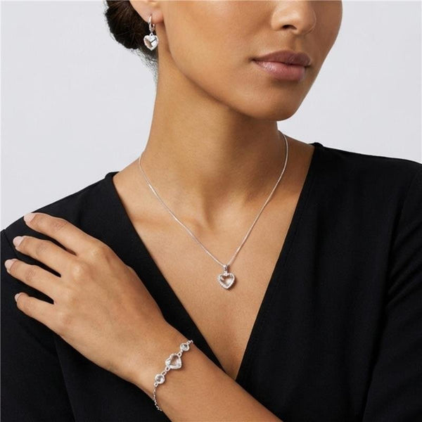 Conjunto Coração Banhado Prata — ALUENA