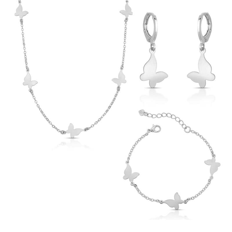 Conjunto Borboleta Banhado Prata 925 — ALUENA