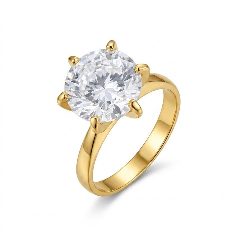 Anel Solitário 12mm Banhado Ouro — ALUENA