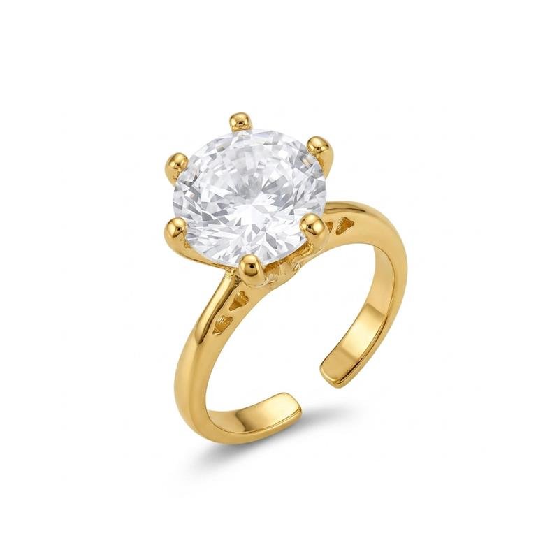 Anel Solitário 10mm Banhado Ouro — ALUENA