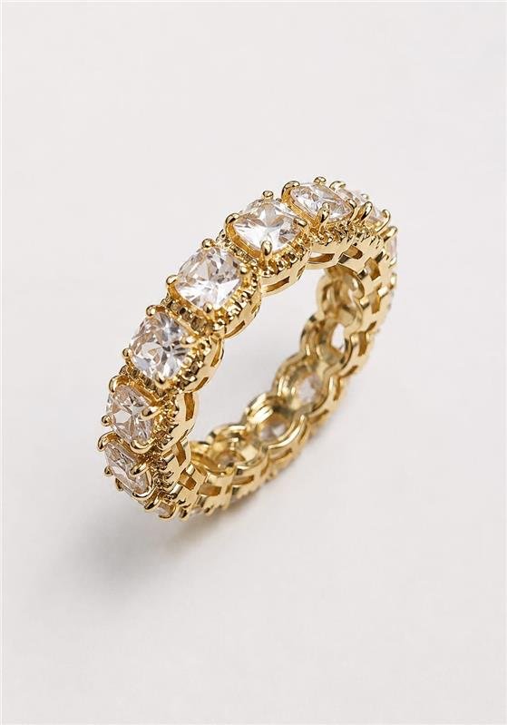 Anel Aparador Cravejado Banhado Ouro — ALUENA