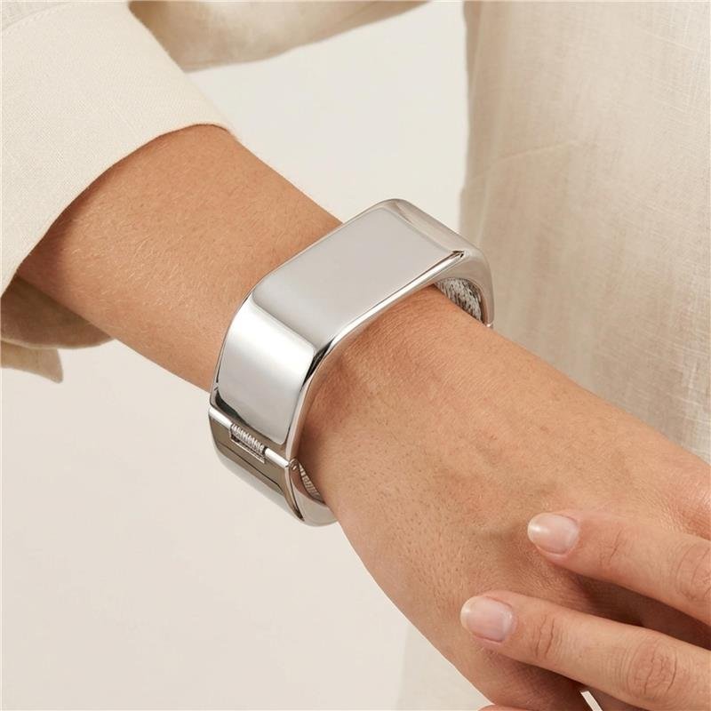 Bracelete Quadrado Banhado Ródio — ALUENA