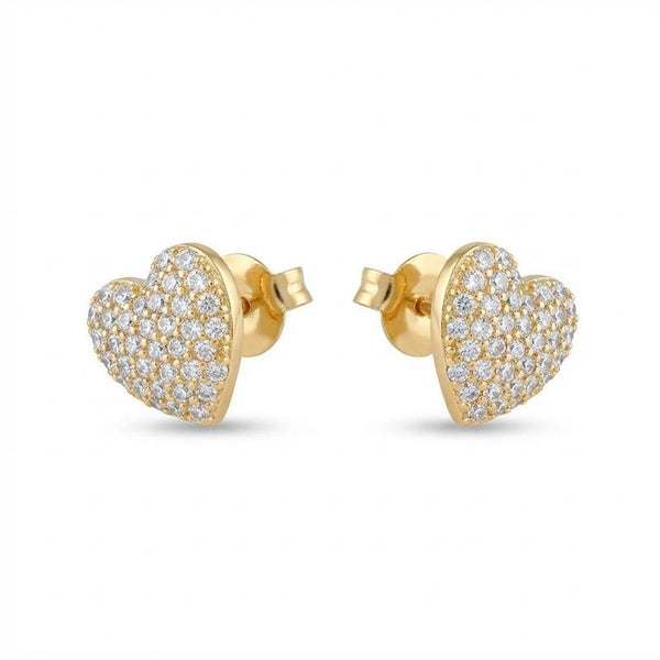 Brinco Coração Cravejado Banhado Ouro — ALUENA