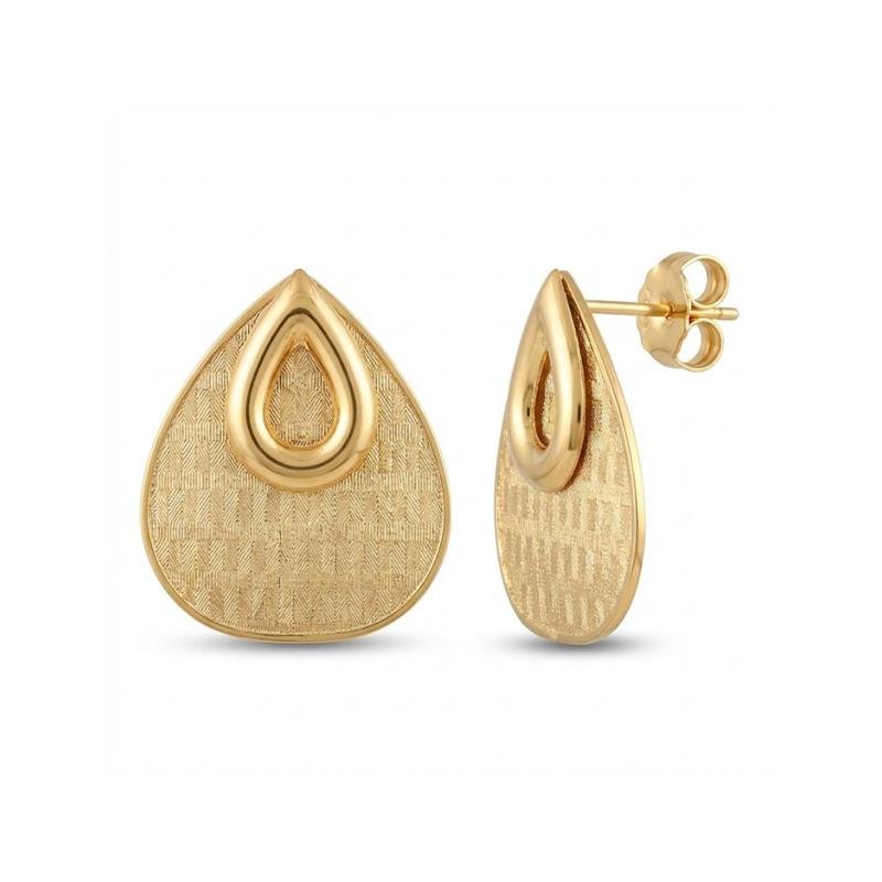 Brinco Gotas Trabalhadas Banhado Ouro — ALUENA