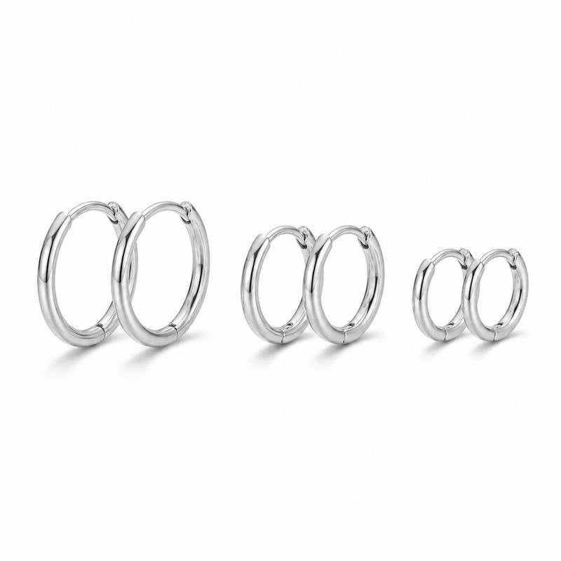 Brincos Trio Argolas Click Banhado Prata 925 — ALUENA