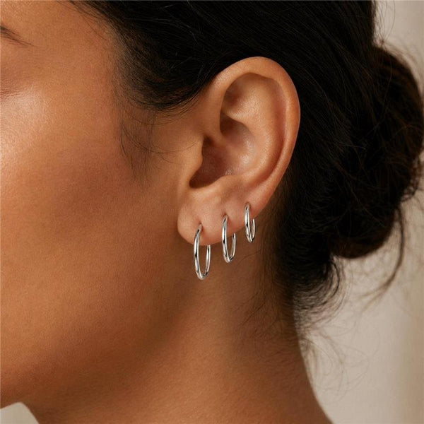 Brincos Trio Argolas Click Banhado Prata 925 — ALUENA