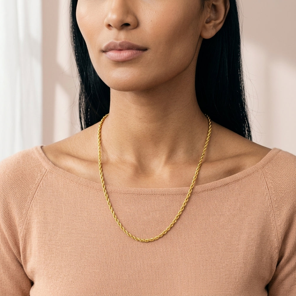 Colar Cordão Baiano 3mm · Banhado a Ouro