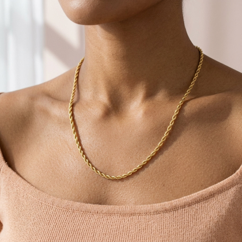 Colar Cordão Baiano 3mm · Banhado a Ouro