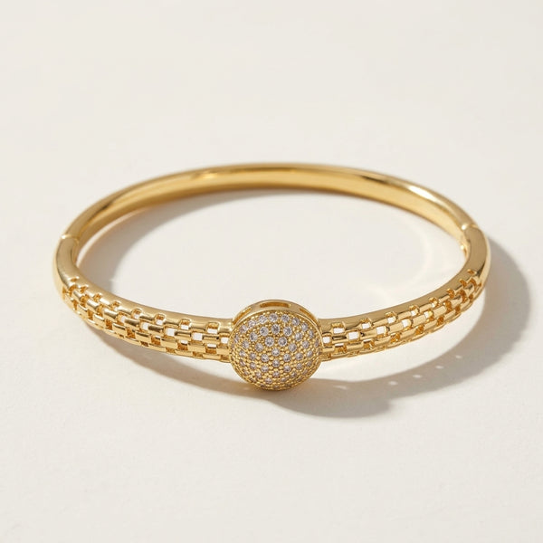Bracelete Trançado Cravejado · Banhado a Ouro